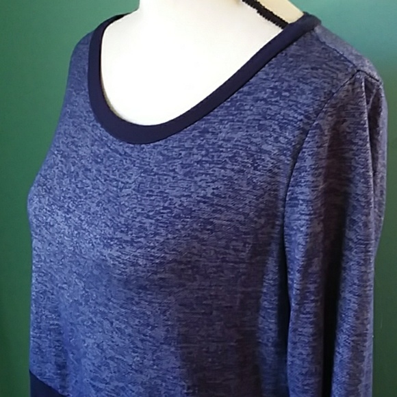 blue color block extra large long sleeve blouse - Picture 3 of 7